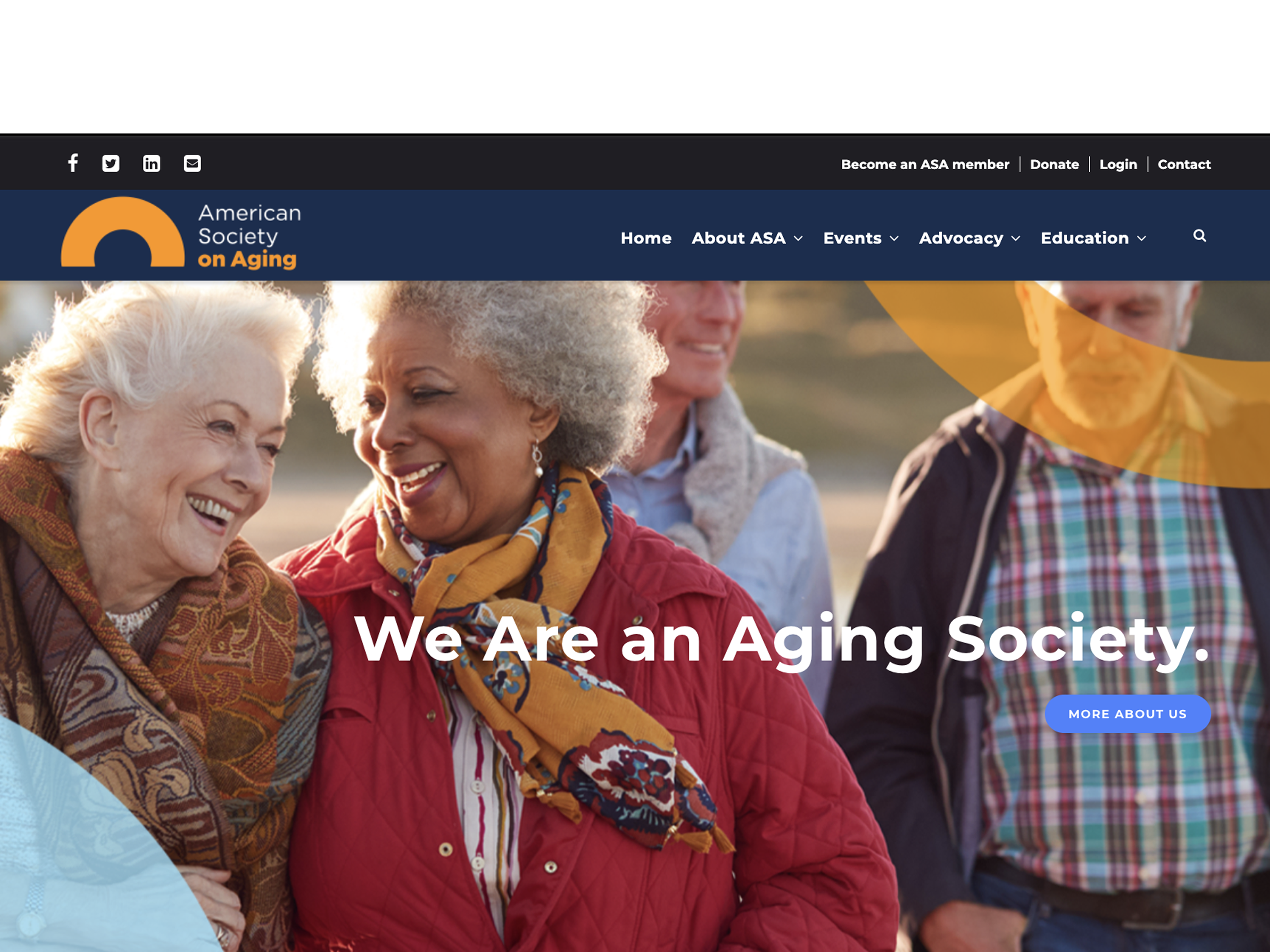 Screenshot of American Society on Aging Website