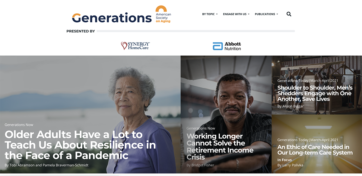 A screenshot of the Generations website.